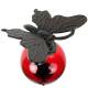 Tuteur Boule Rouge Pic de Jardin Coloré Décoration de Jardin à Planter Motif Papillon en Fonte et Verre 10x10x117cm
