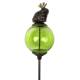 Tuteur Boule Vert Pic de Jardin Coloré Décoration de Jardin à Planter Motif Grenouille en Fonte et Verre 10x10x117cm
