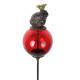 Tuteur Boule Rouge Pic de Jardin Coloré Décoration de Jardin à Planter Motif Grenouille en Fonte et Verre 10x10x117cm