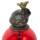 Tuteur Boule Rouge Pic de Jardin Coloré Décoration de Jardin à Planter Motif Grenouille en Fonte et Verre 10x10x117cm