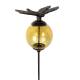 Tuteur Boule Jaune Pic de Jardin Coloré Décoration de Jardin à Planter Motif Libellule en Fonte et Verre 10x10x117cm