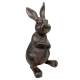Duo de Lapin en Fonte Patinée Marron Lot de Deux Statuettes de Jardin Animaux Décoratifs 11x11x20,5cm