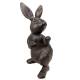 Duo de Lapin en Fonte Patinée Marron Lot de Deux Statuettes de Jardin Animaux Décoratifs 11x11x20,5cm