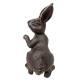 Duo de Lapin en Fonte Patinée Marron Lot de Deux Statuettes de Jardin Animaux Décoratifs 11x11x20,5cm