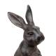 Duo de Lapin en Fonte Patinée Marron Lot de Deux Statuettes de Jardin Animaux Décoratifs 11x11x20,5cm