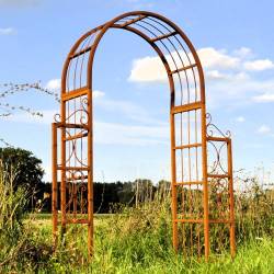 Harmonieuse Arche Simple Tuteur Arc à Rosiers Passage de Jardin en Acier Oxydé 50x191x244cm