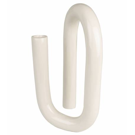 Bougeoir Tubo L Zuiver Candélabre Fonte d’Aluminium Support à Bougie Finition Beige Laqué 10x18x26cm