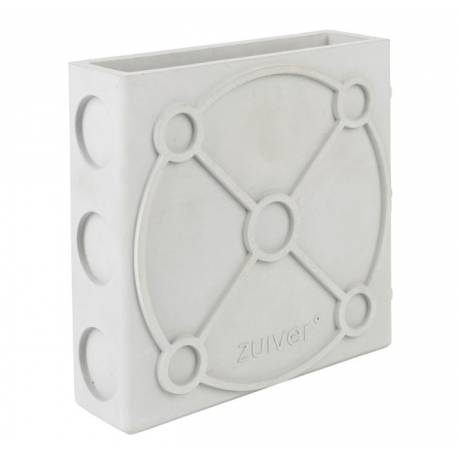 Vase Graphic Flat Zuiver Support à Fleurs en Béton Décoration à Poser Couleur Gris 6x20x20cm
