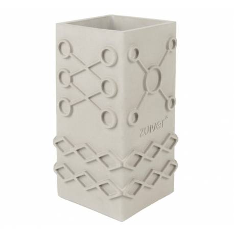 Vase Graphic Square Zuiver Support à Fleurs en Béton Décoration à Poser Couleur Gris 13,5x13,5x25cm