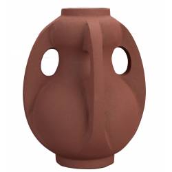 Vase Thiago M Dutchbone Décoration à Poser Fonte Aluminium Support à Fleurs Couleur Terracotta 20x23x30cm