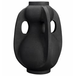 Vase Thiago L Dutchbone Décoration à Poser Fonte Aluminium Support à Fleurs Couleur Noire 22x27x38cm