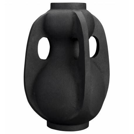 Vase Thiago L Dutchbone Décoration à Poser Fonte Aluminium Support à Fleurs Couleur Noire 22x27x38cm