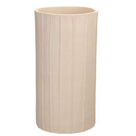 Vase Rander Beige Dutchbone Décoration à Poser en Aluminium Support à Fleurs Forme Ronde 16x16x30cm