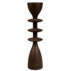 Bougeoir Pernilla M Zuiver Support à Bougie Acacia Candélabre à Poser Finition Couleur Bois 7x7x30cm