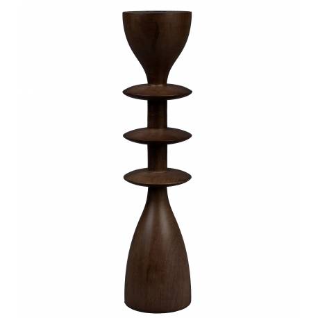Bougeoir Pernilla M Zuiver Support à Bougie Acacia Candélabre à Poser Finition Couleur Bois 7x7x30cm