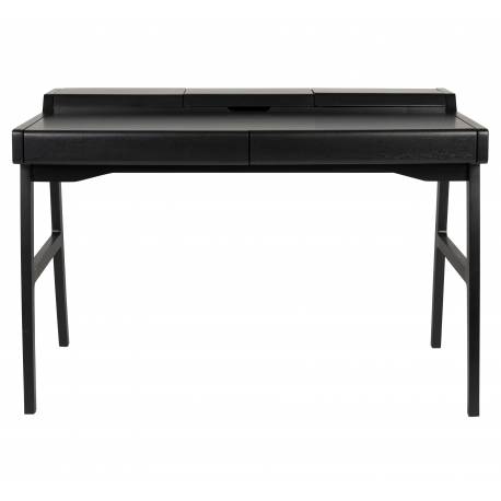 Secrétaire Kaat Zuiver Bureau en Bois Placage Chêne Table de Travail Design Couleur Noire 70x81x120