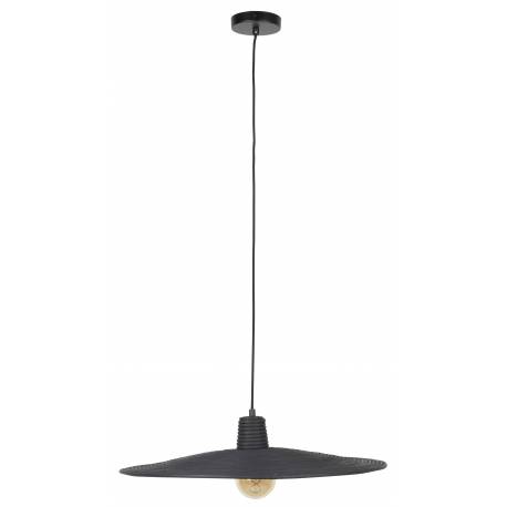 Suspension Balance L Nature Zuiver Luminaire Eclairage en Métal Noir et Rotin Couleur Noire 12x60x60cm