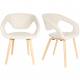 Lot de 2 Fauteuils de Table Flexback Zuiver Chaises Bois et Tissu Bouclé Beige Assises avec Accoudoirs Design 57x64x79cm
