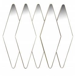 Miroir Kyoko Dutchbone Ensemble de Glaces Murale Finition Laiton Décoration Murale Losanges en Verre et Métal 4x70x77cm