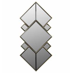 Miroir Miyu Dutchbone Ensemble de 5 Glaces Murales Finition Laitonnée Décoration Losanges en Verre et Métal 4x51x107cm