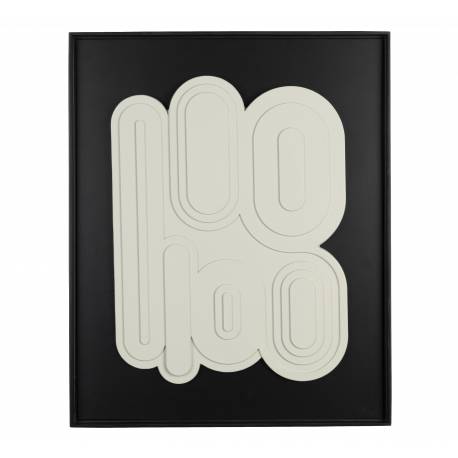 Tableau August Zuiver Décoration Murale en Bois et Plâtre Cadre Bi-colore Noir et Blanc en Relief Design 4x52x64cm