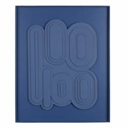 Tableau August Zuiver Décoration Murale en Bois et Plâtre Cadre Bleu Marine en Relief Design 4x52x64cm