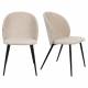 Lot de 2 Chaises Cozy Zuiver Assises de Table Tissu Beige et Métal Noir Duo de Fauteuils de Salle à Manger 53x57x82cm
