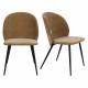 Lot de 2 Chaises Cozy Zuiver Assises de Table Tissu Moutarde et Métal Noir Duo de Fauteuils de Salle à Manger 53x57x82cm