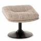 Repose Pied Memento Athezza Pouf d’Appoint Assise Tissu Chiné Beige et Acier Noir 44x45x50cm