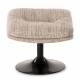 Repose Pied Memento Athezza Pouf d’Appoint Assise Tissu Chiné Beige et Acier Noir 44x45x50cm