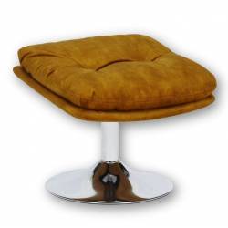 Repose Pied Memento Athezza Pouf d’Appoint Assise Tissu Gold et Acier Chromé 44x45x50cm