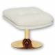 Repose Pied Memento Athezza Pouf d’Appoint Assise Tissu Blanc et Acier Gold 44x45x50cm