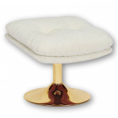 Repose Pied Memento Athezza Pouf d’Appoint Assise Tissu Blanc et Acier Gold 44x45x50cm
