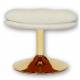 Repose Pied Memento Athezza Pouf d’Appoint Assise Tissu Blanc et Acier Gold 44x45x50cm