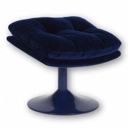 Repose Pied Memento POP Athezza Pouf d’Appoint Assise Tissu Bleu et Acier Bleu 44x45x50cm