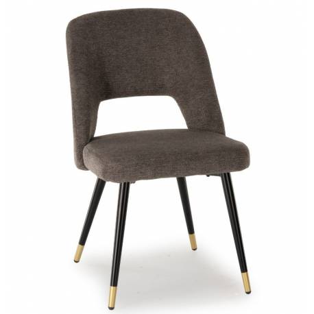 Chaise Gambetta Anthracite Athezza Design Tendance Assise de Table en Métal et Tissus 50x59x82cm