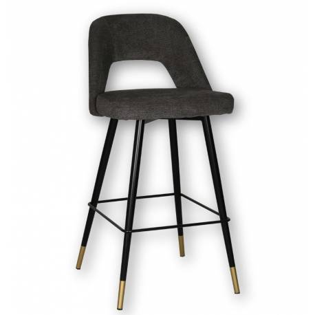 Tabouret de Bar Gambetta Anthracite Athezza Design Tendance Chaise Haute en Métal et Tissu 47x52x101cm