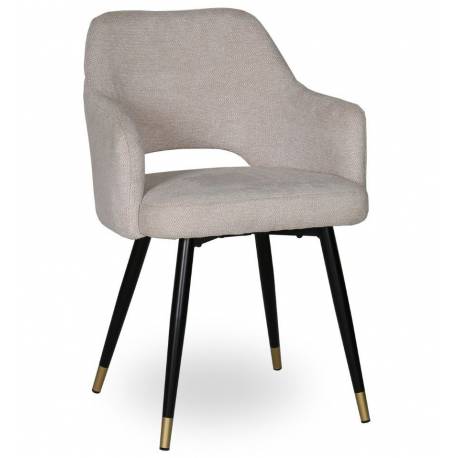 Fauteuil de Table Gambetta Beige Athezza Design Tendance Assise de Table en Métal et Tissu 55x60x82cm