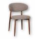 Chaise Georgia Pied Finition Noyer Fauteuil de Table Métal et Tissu Taupe Assise de Salle à Manger Design Rétro 52x55x78cm