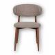 Chaise Georgia Pied Finition Noyer Fauteuil de Table Métal et Tissu Taupe Assise de Salle à Manger Design Rétro 52x55x78cm