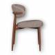 Chaise Georgia Pied Finition Noyer Fauteuil de Table Métal et Tissu Taupe Assise de Salle à Manger Design Rétro 52x55x78cm