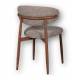 Chaise Georgia Pied Finition Noyer Fauteuil de Table Métal et Tissu Taupe Assise de Salle à Manger Design Rétro 52x55x78cm