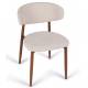 Chaise Georgia Pied Finition Noyer Fauteuil de Table Métal et Tissu Beige Assise de Salle à Manger Design Rétro 52x55x78cm