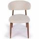 Chaise Georgia Pied Finition Noyer Fauteuil de Table Métal et Tissu Beige Assise de Salle à Manger Design Rétro 52x55x78cm