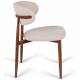 Chaise Georgia Pied Finition Noyer Fauteuil de Table Métal et Tissu Beige Assise de Salle à Manger Design Rétro 52x55x78cm
