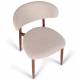 Chaise Georgia Pied Finition Noyer Fauteuil de Table Métal et Tissu Beige Assise de Salle à Manger Design Rétro 52x55x78cm
