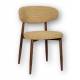 Chaise Georgia Pied Finition Noyer Fauteuil de Table Métal et Tissu Moutarde Assise de Salle à Manger Design Rétro 52x55x78cm