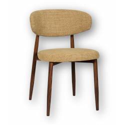 Chaise Georgia Pied Finition Noyer Fauteuil de Table Métal et Tissu Moutarde Assise de Salle à Manger Design Rétro 52x55x78cm