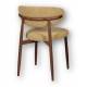 Chaise Georgia Pied Finition Noyer Fauteuil de Table Métal et Tissu Moutarde Assise de Salle à Manger Design Rétro 52x55x78cm