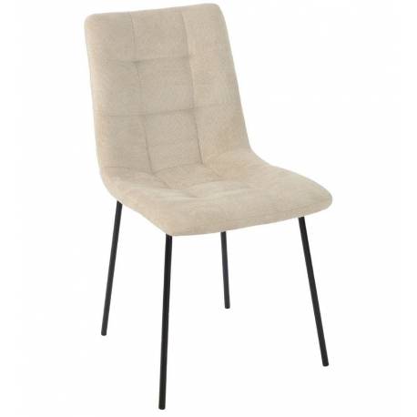 Chaise Liona Athezza Assise de Table Métal et Tissu Beige Siège de Séjour Fauteuil Matelassé 45x56x87cm
